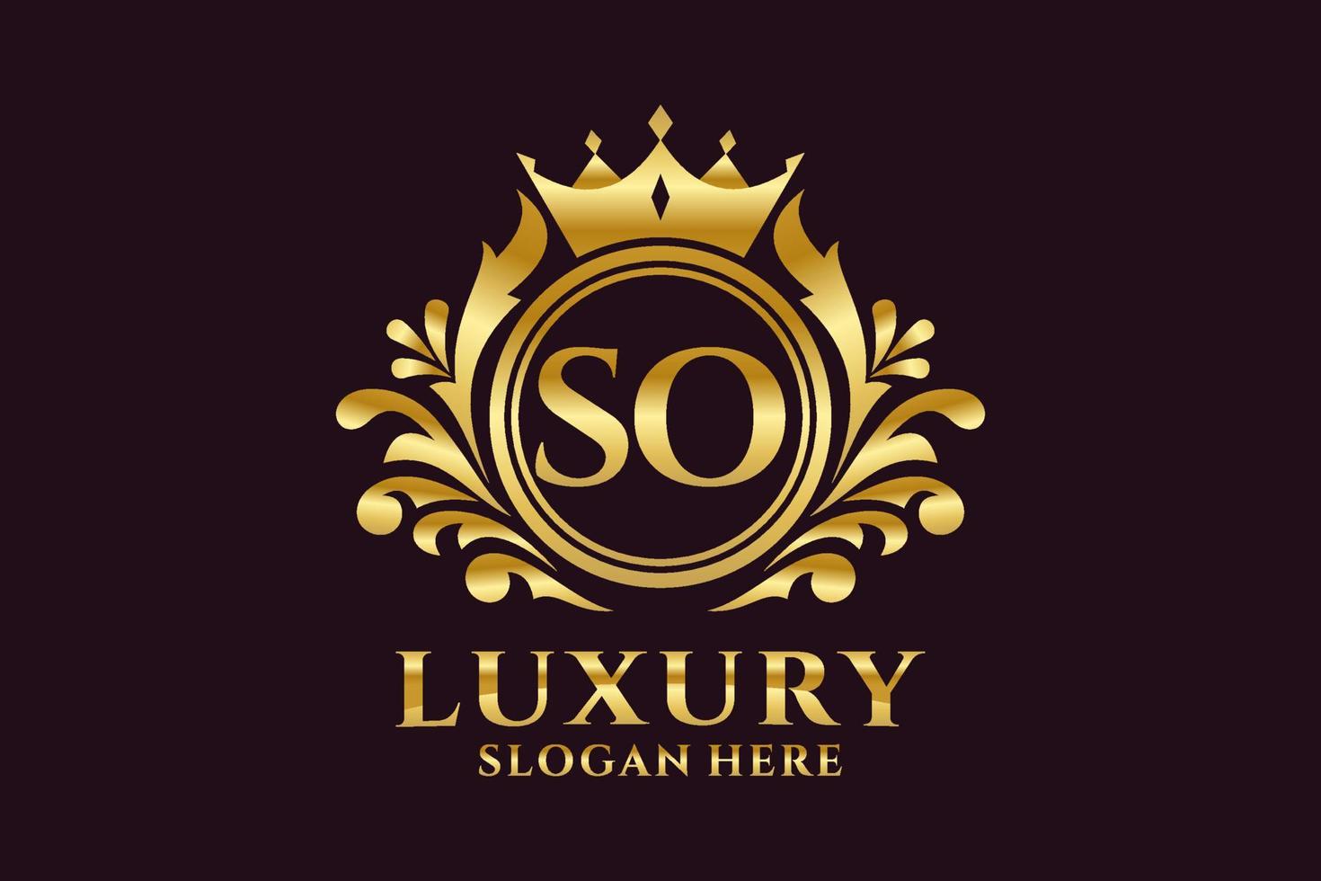 Initial SO Letter Royal Luxury Logo template in vector art for luxurious branding projects and other vector illustration.