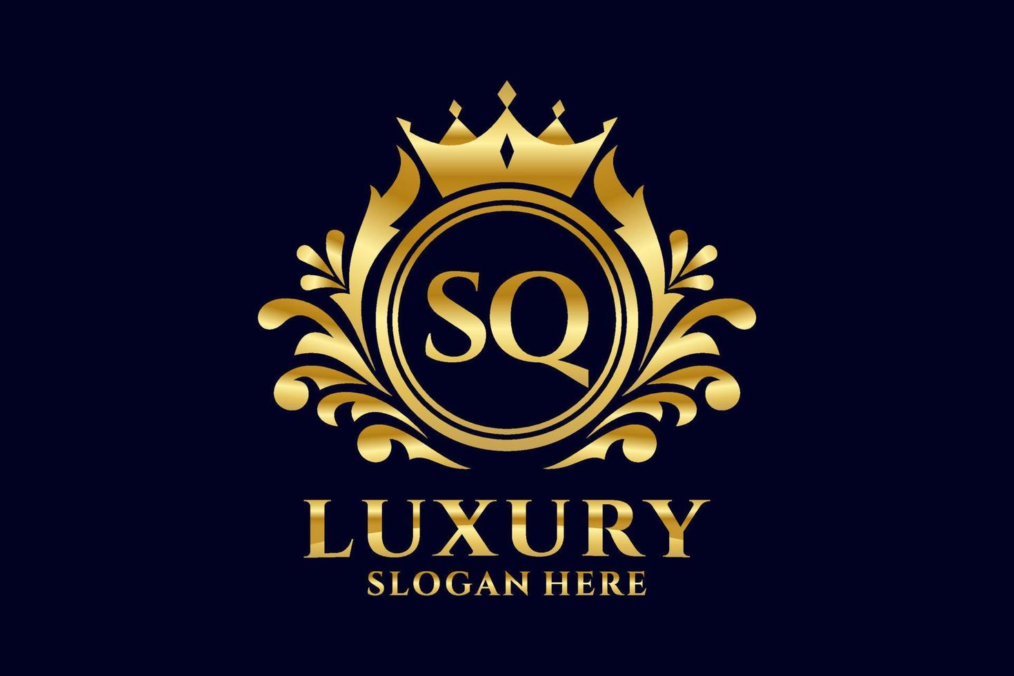 Initial SQ Letter Royal Luxury Logo template in vector art for luxurious branding projects and other vector illustration.