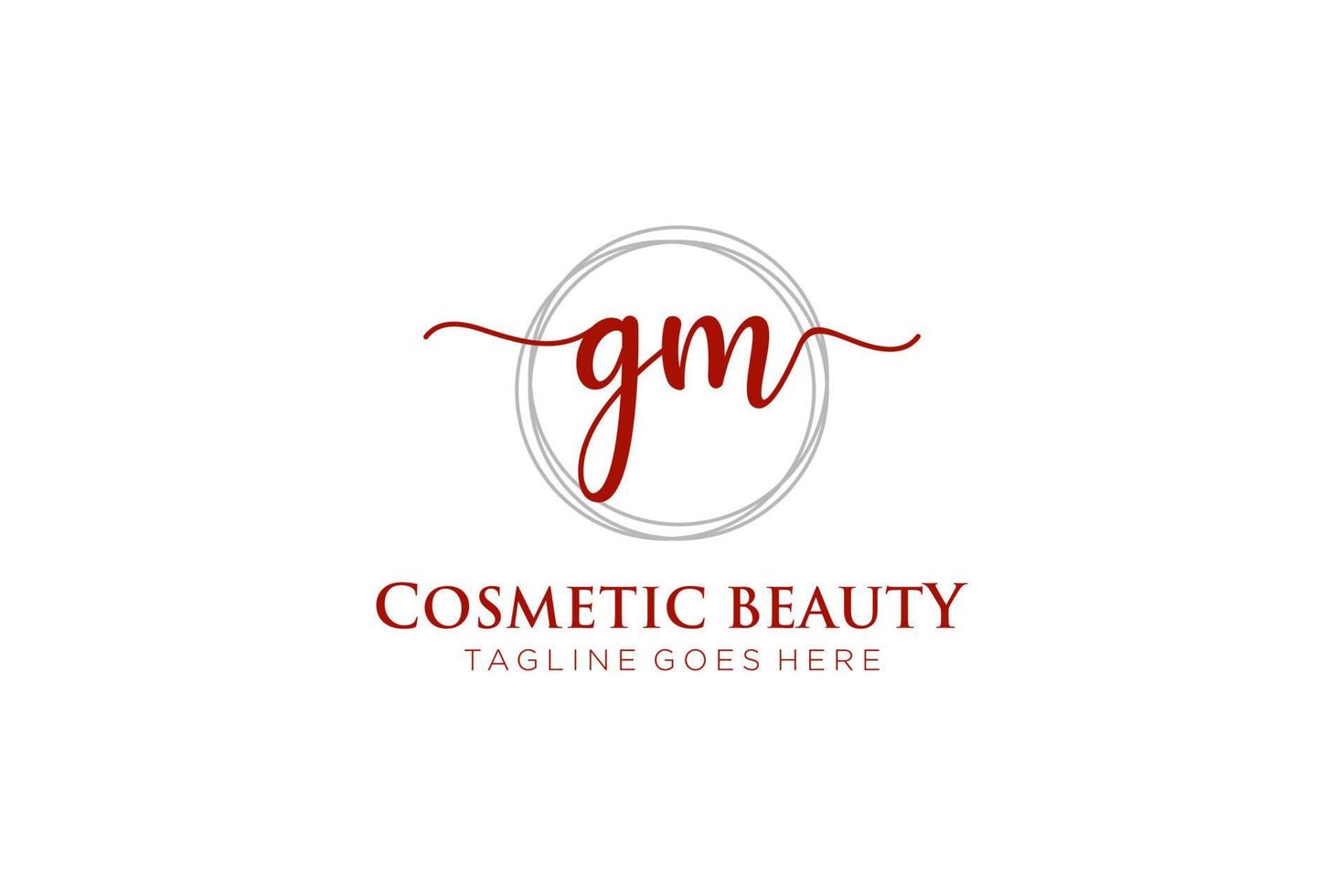 initial GM Feminine logo beauty monogram and elegant logo design, handwriting logo of initial signature, wedding, fashion, floral and botanical with creative template. vector