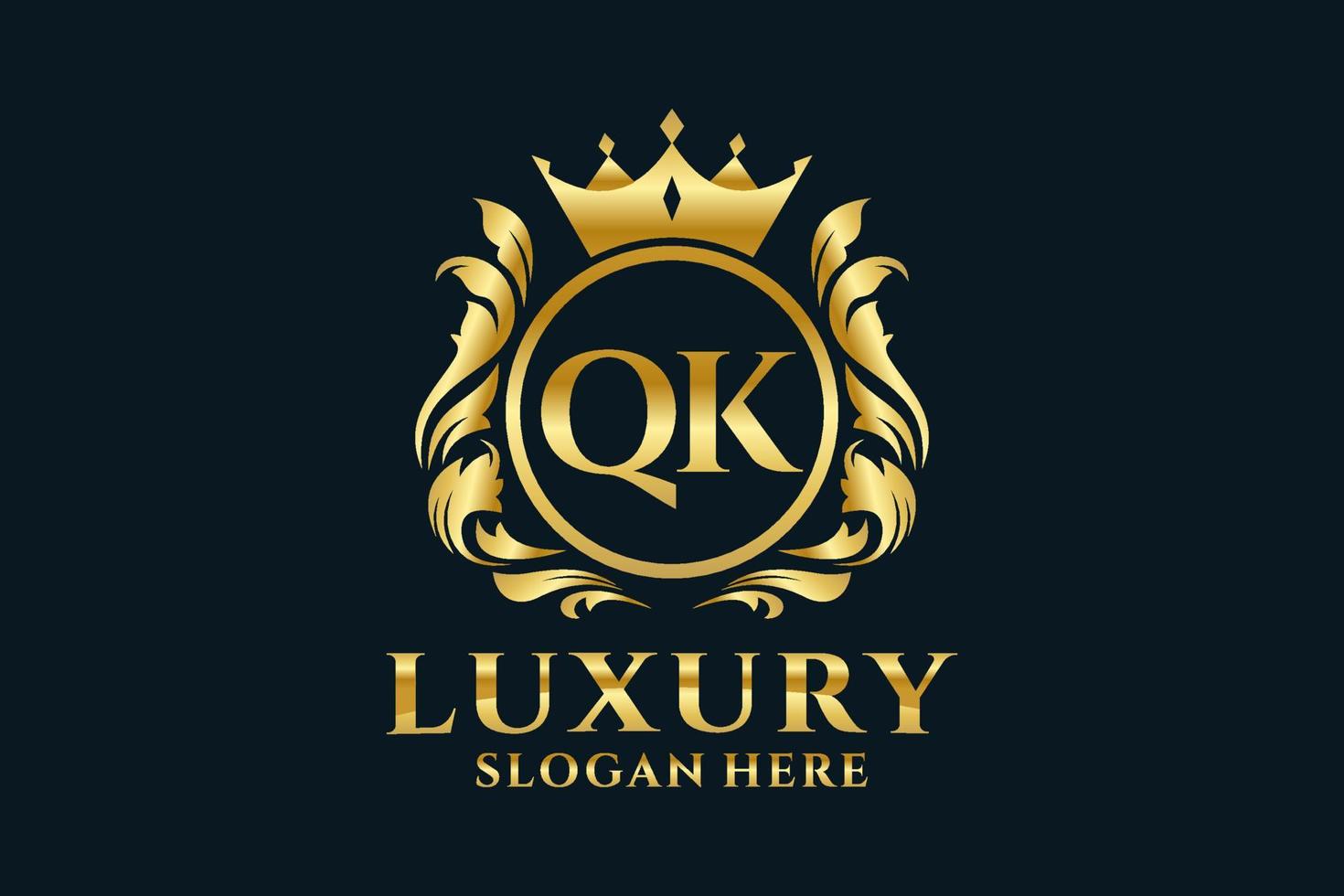 Initial QK Letter Royal Luxury Logo template in vector art for luxurious branding projects and other vector illustration.