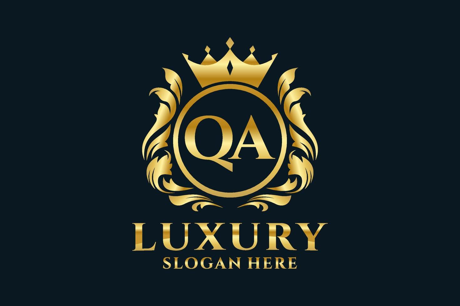 Initial QA Letter Royal Luxury Logo template in vector art for luxurious branding projects and other vector illustration.