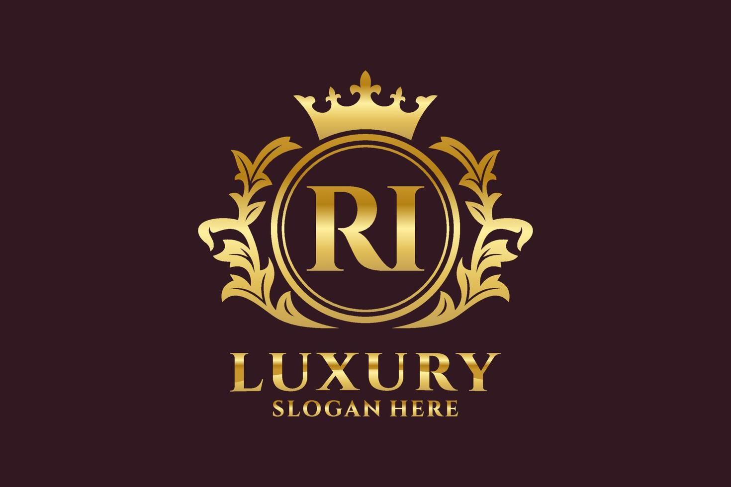 Initial RI Letter Royal Luxury Logo template in vector art for luxurious branding projects and other vector illustration.