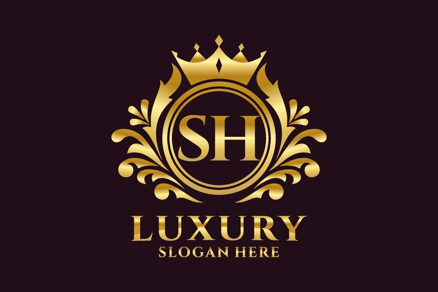 Initial SH Letter Royal Luxury Logo template in vector art for luxurious branding projects and other vector illustration.