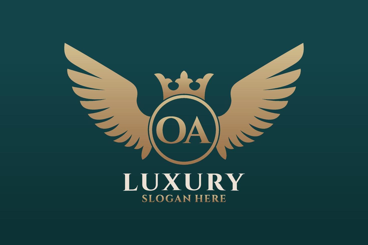 Luxury royal wing Letter OA crest Gold color Logo vector, Victory logo, crest logo, wing logo, vector logo template.