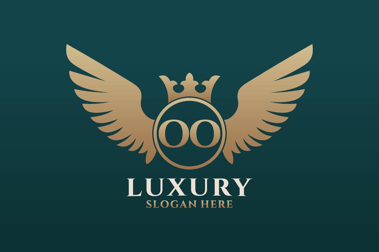 Luxury royal wing Letter OO crest Gold color Logo vector, Victory logo, crest logo, wing logo, vector logo template.