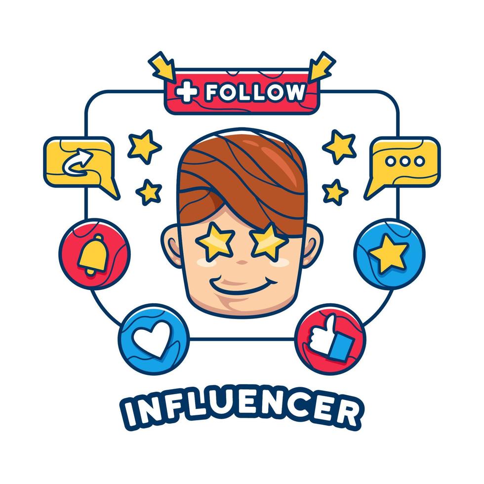 Internet social media addict influencer illustration concept vector