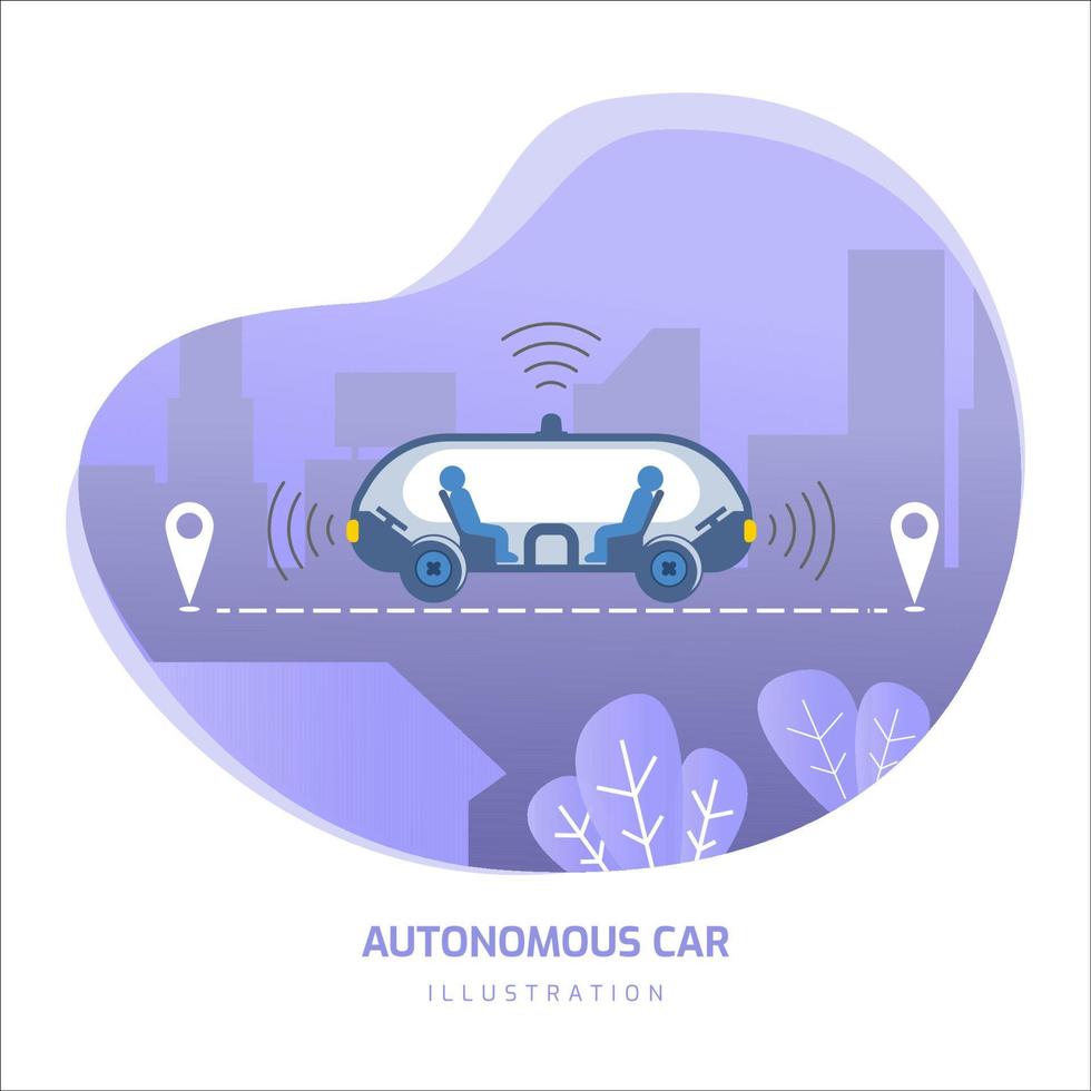 Driverless autonomous future car technology illustration vector