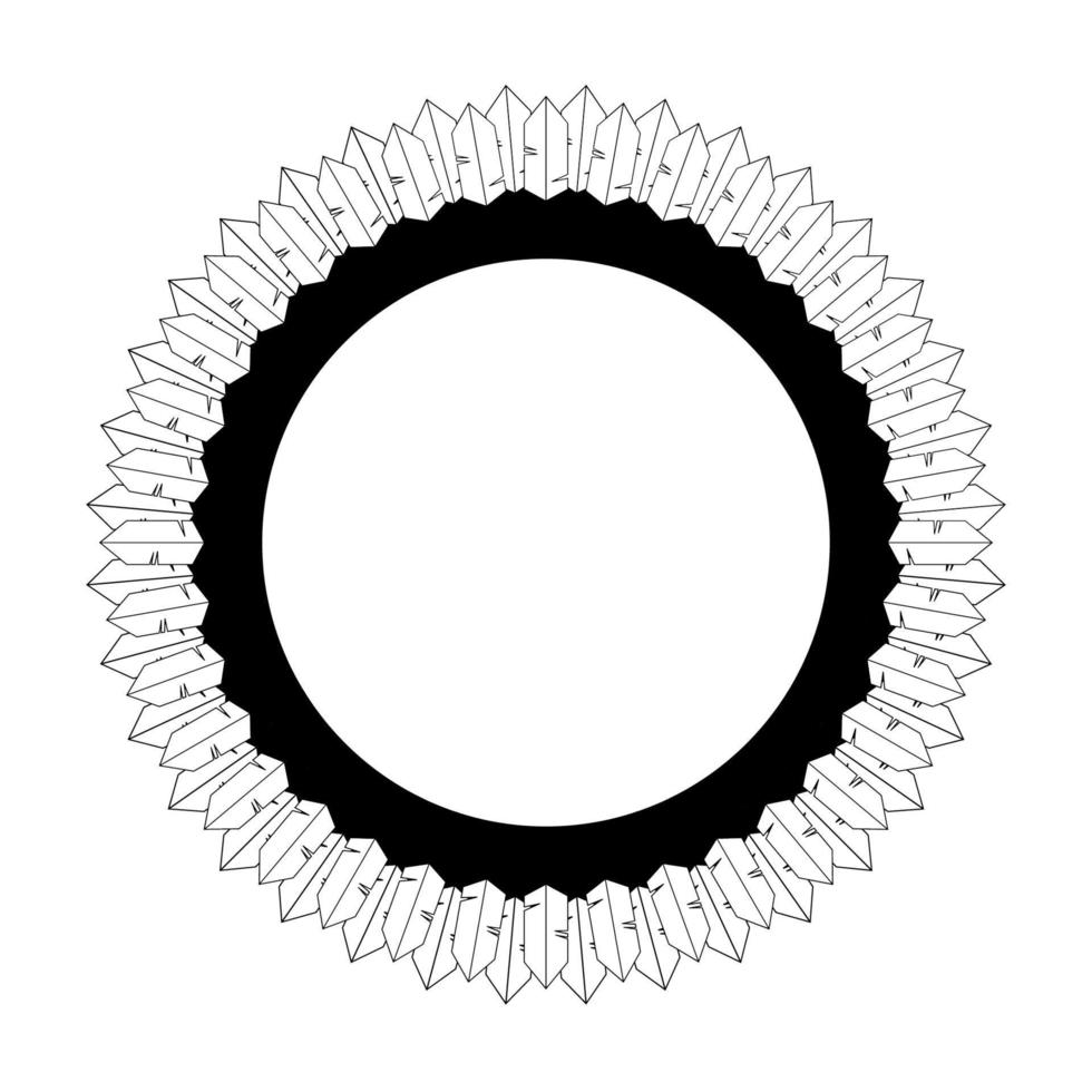 Round feather wreath laurel frame graphic element template with center blank space vector