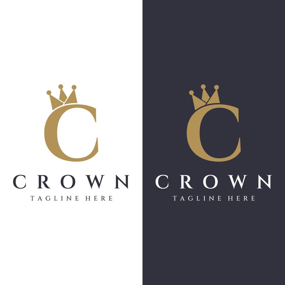 Royal luxury crown abstract Logo template design.Crown with monogram, with elegant and minimalist lines isolated on the background. vector