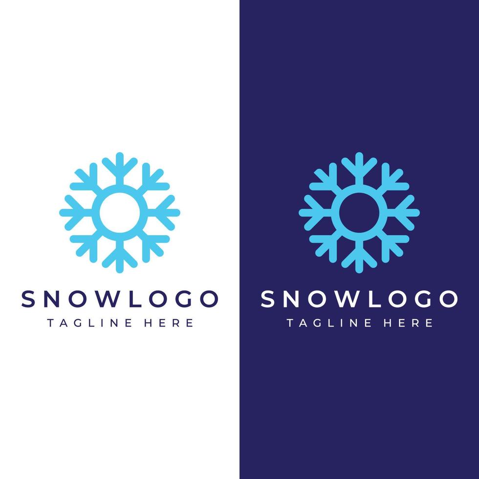 Logo template design abstract blue snowflake or cold elements with outline.Logo for winter,icons,ice,cold. vector