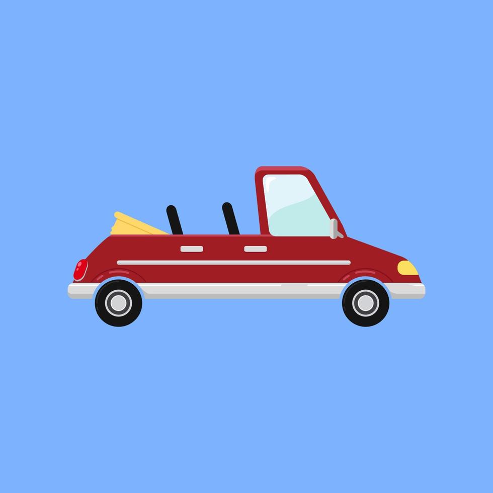 retro convertible car in funny cartoon style vector