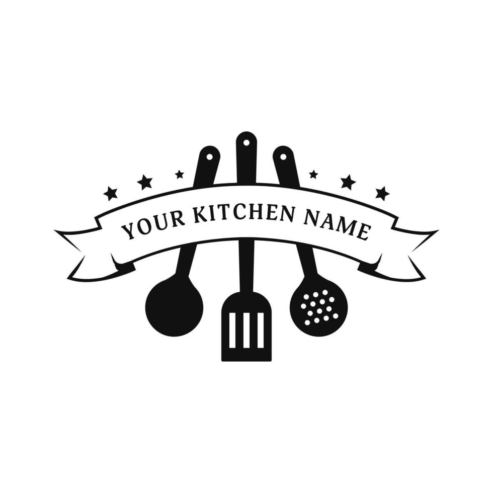 restaurant kitchen cooking logo with spatula icon symbol template vector