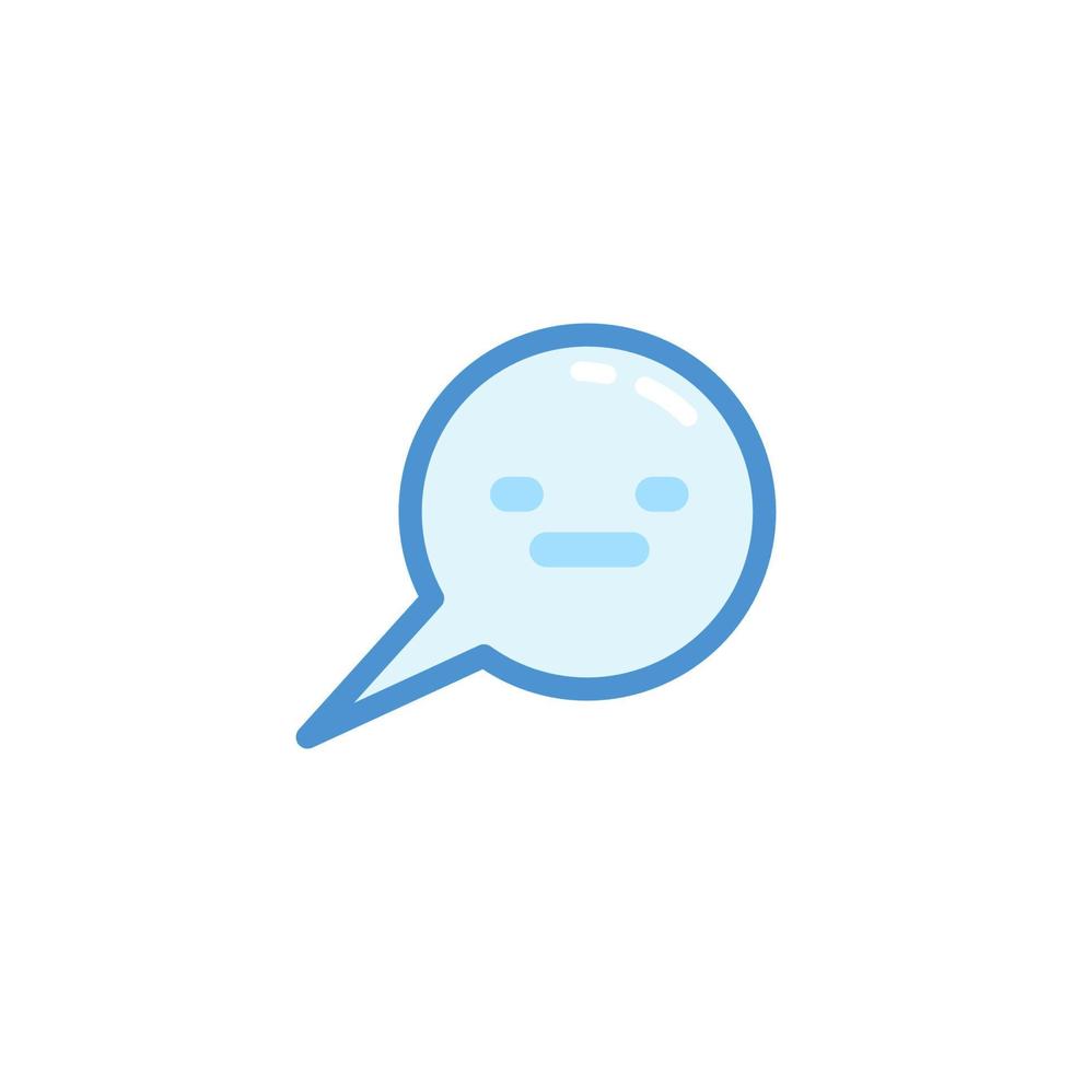 squint smiley emoji. emoticon in bubble speech with cute blue outline style vector