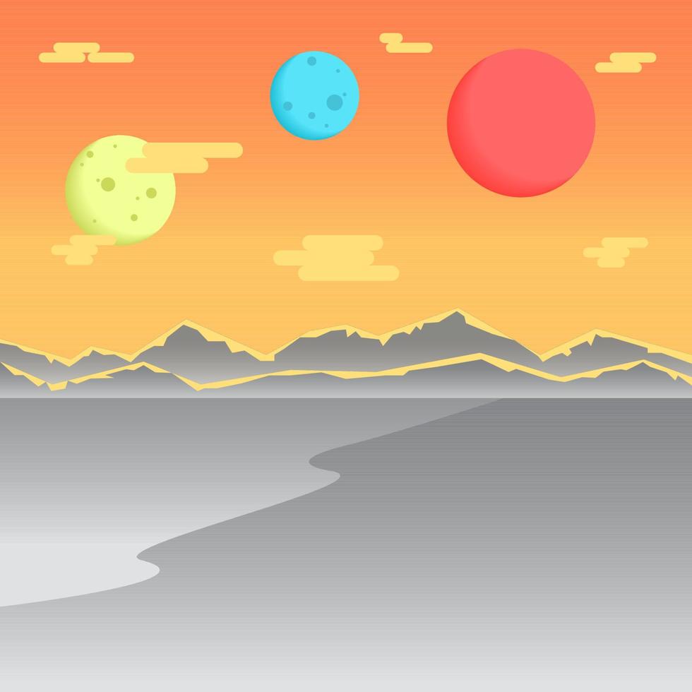 fantasy desert planet lanscape illustration vector