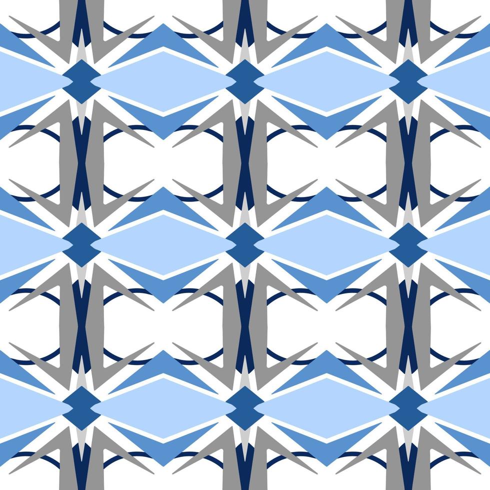 patrón transparente geométrico azul con forma tribal. patrón diseñado en ikat, azteca, marroquí, tailandés, estilo árabe de lujo. ideal para prendas de tela, cerámica, papel pintado. ilustración vectorial vector