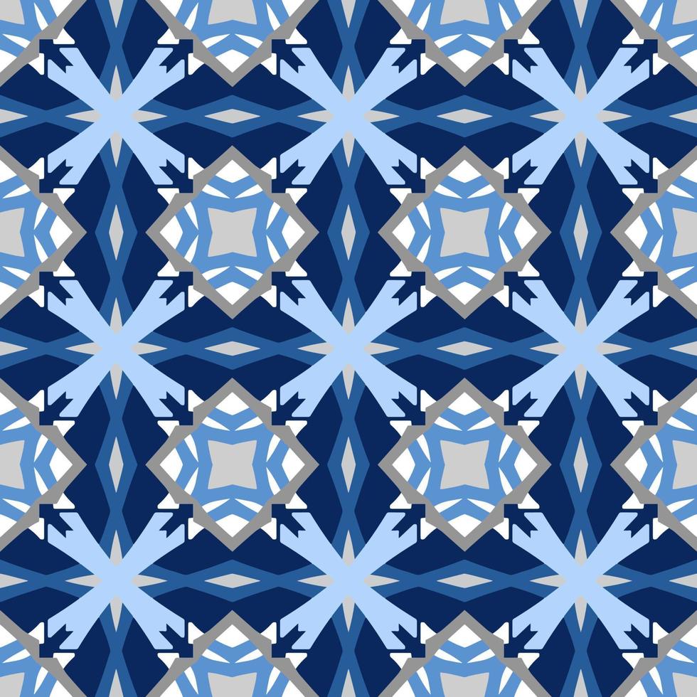 patrón transparente geométrico azul con forma tribal. patrón diseñado en ikat, azteca, marroquí, tailandés, estilo árabe de lujo. ideal para prendas de tela, cerámica, papel pintado. ilustración vectorial vector