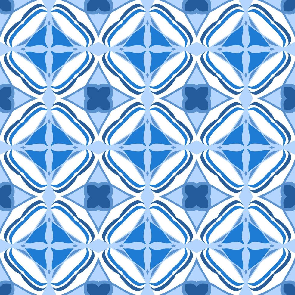 Blue Geometric Seamless Pattern with Tribal Shape. Pattern designed in Ikat, Aztec, Moroccan, Thai, Luxury Arabic Style. Ideal for Fabric Garment, Ceramics, Wallpaper. Vector Illustration.