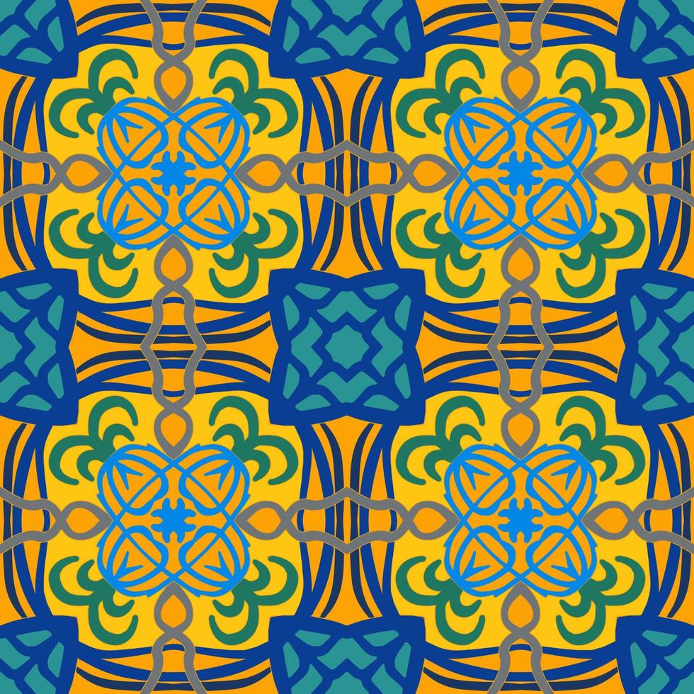 Multi-Color Moroccan Seamless Pattern. Traditional Arabic Islamic Background. Vintage, Turkish, Indian style Ideal for carpet, ceramics, tiles. Vector Illustration.