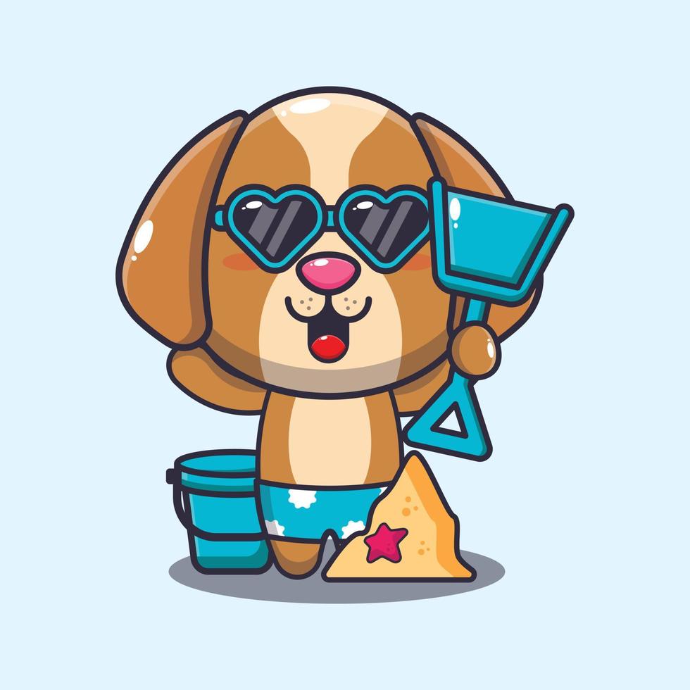Cute dog in sunglasses play sand beach cartoon illustration 11622313 Vector  Art at Vecteezy