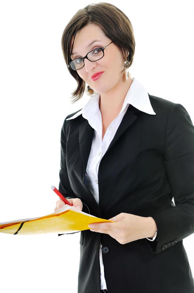 business woman hold papers and folder photo