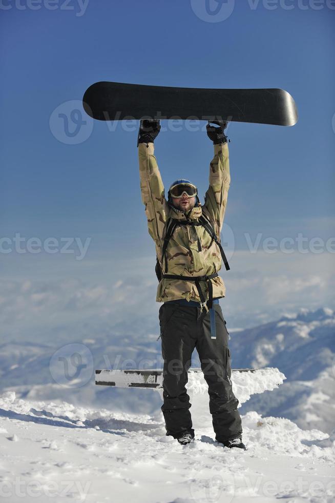 Skiers on mountain photo