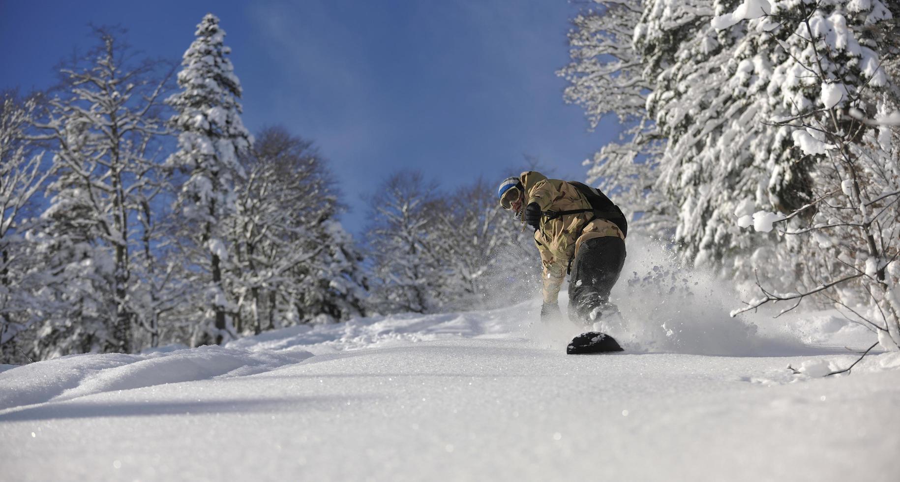 freestyle snowboarder jump and ride photo