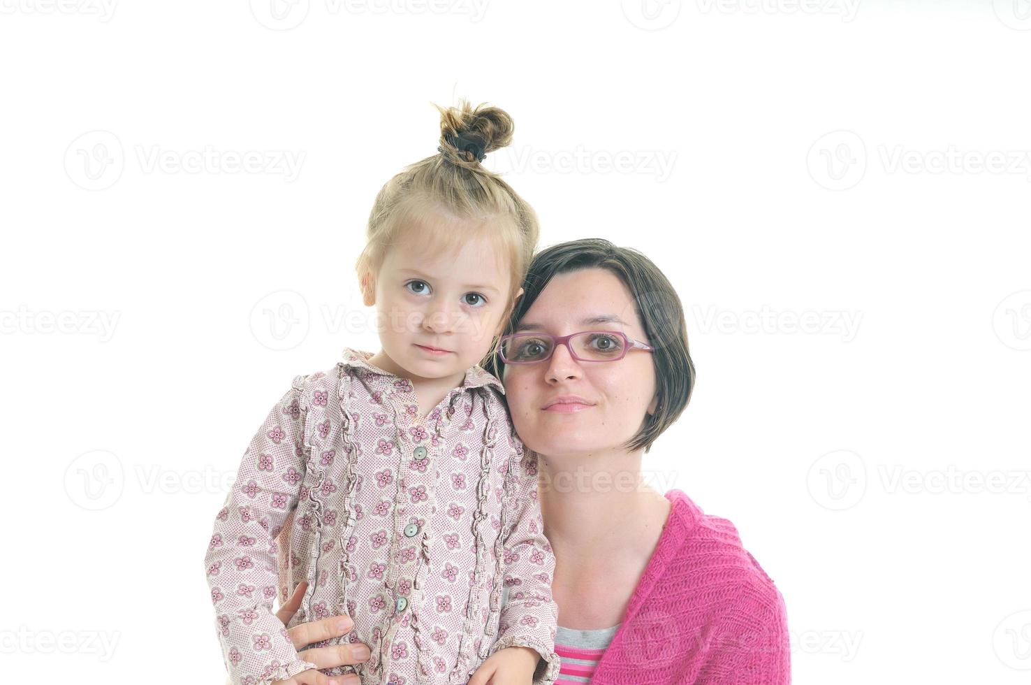 mother and littler girl isolated photo