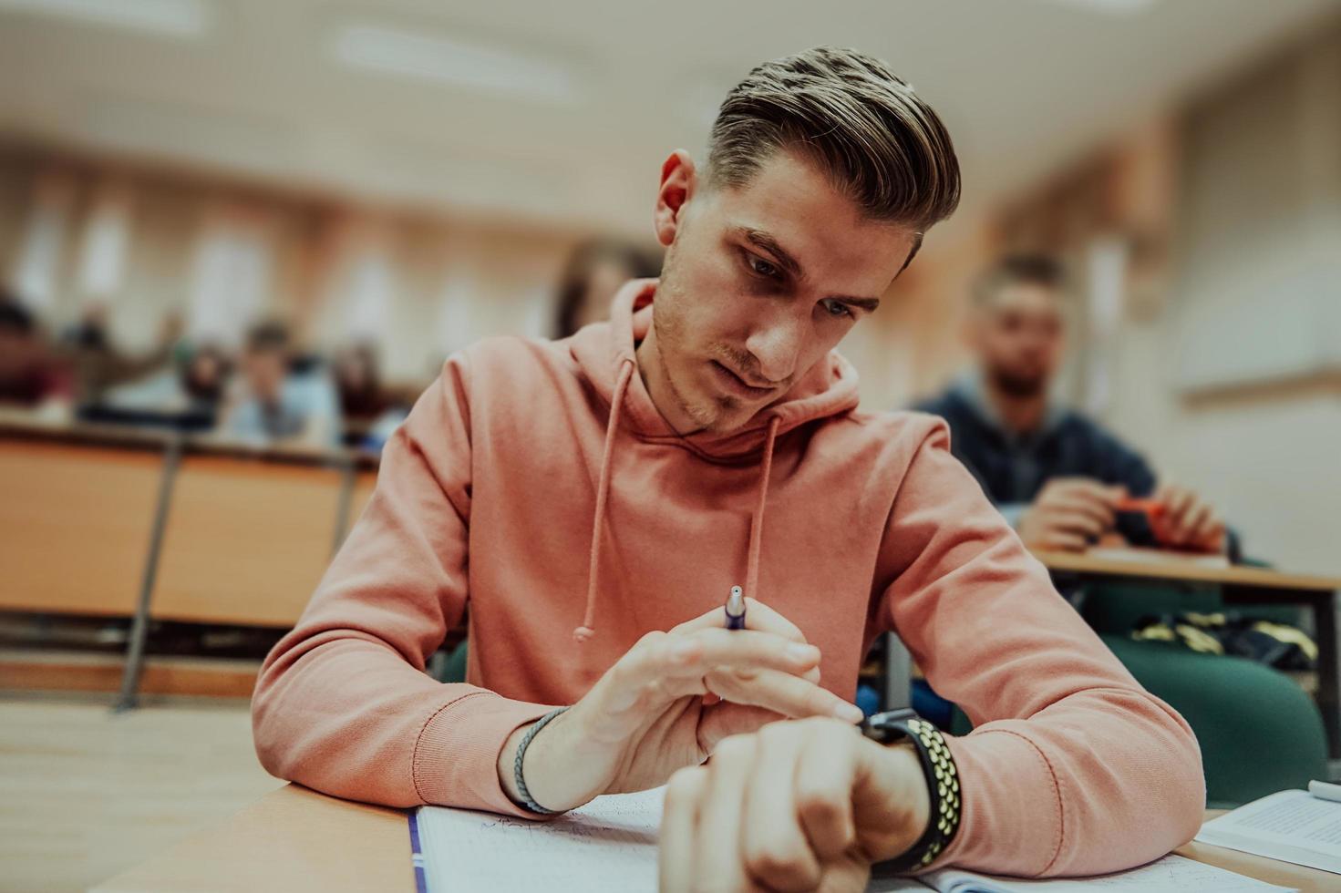 the student uses a smartwatch in math class photo