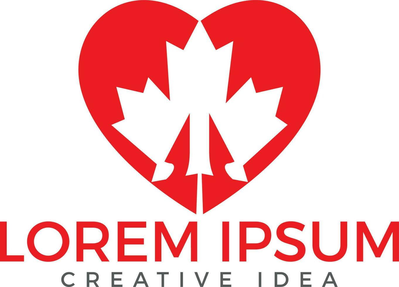 Red Canadian Maple Leaf Vector Logo Design.