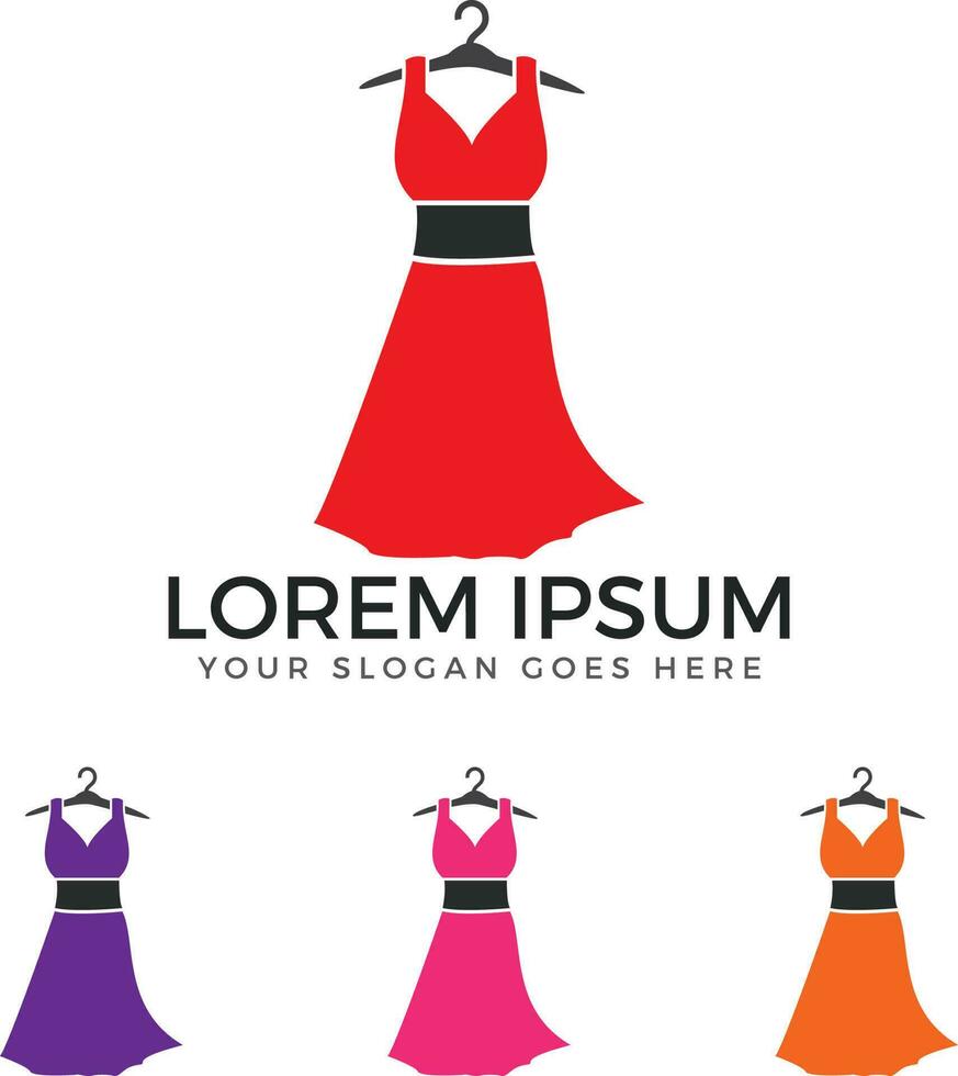 diseño de logotipo de boutique de vestidos. diseño de logotipo de moda de mujer. vector