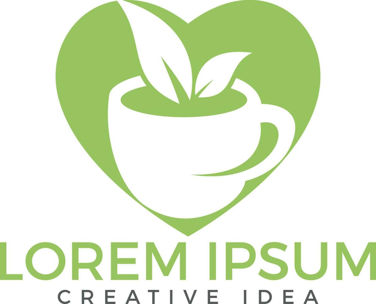 Cup of tea and house logo design. Healthy drink sign. vector