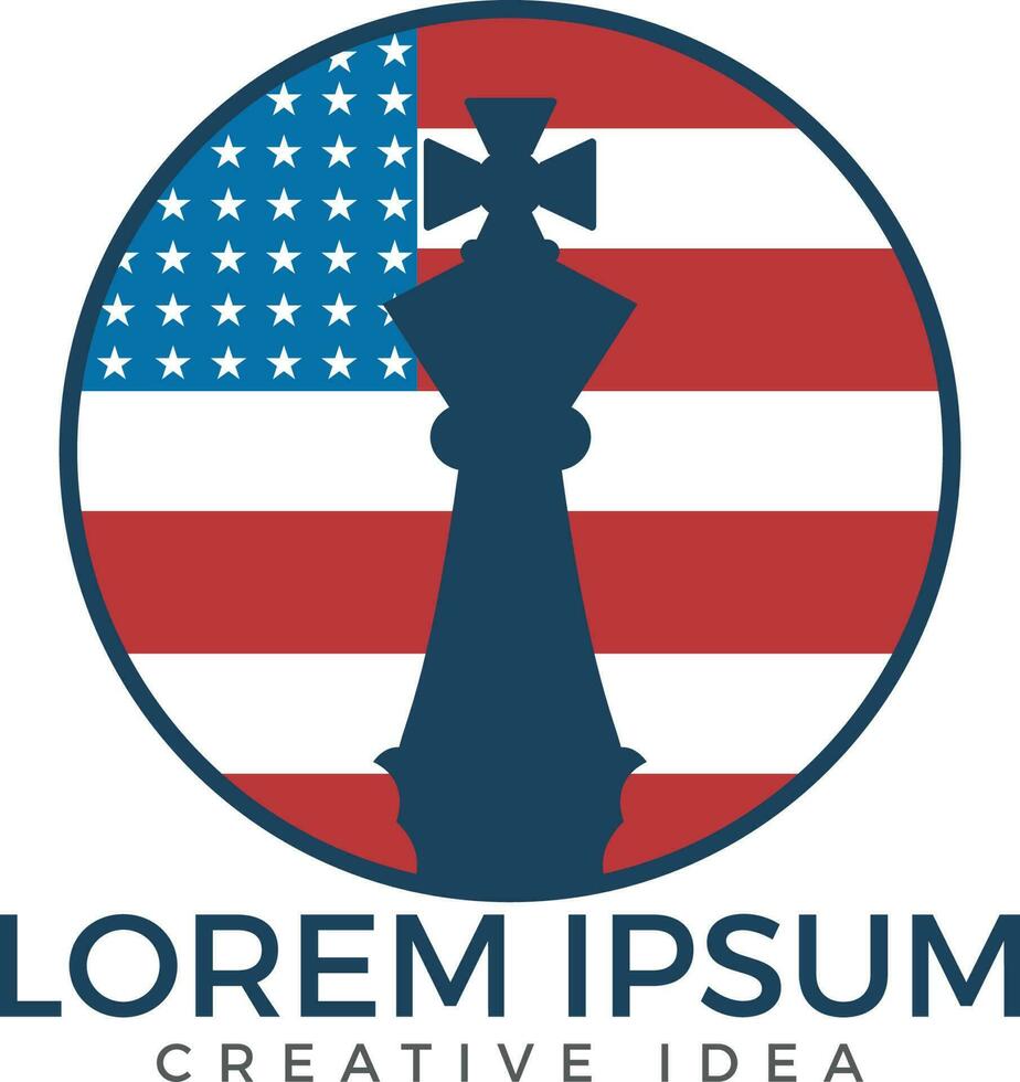 logotipo de ajedrez americano para club o escuela. signo de logotipo de deportes y torneos. vector