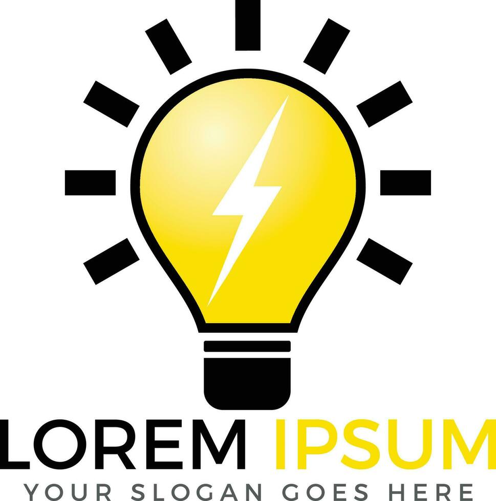 Light bulb and thunder bolt logo design. Lightning bulb logo. vector