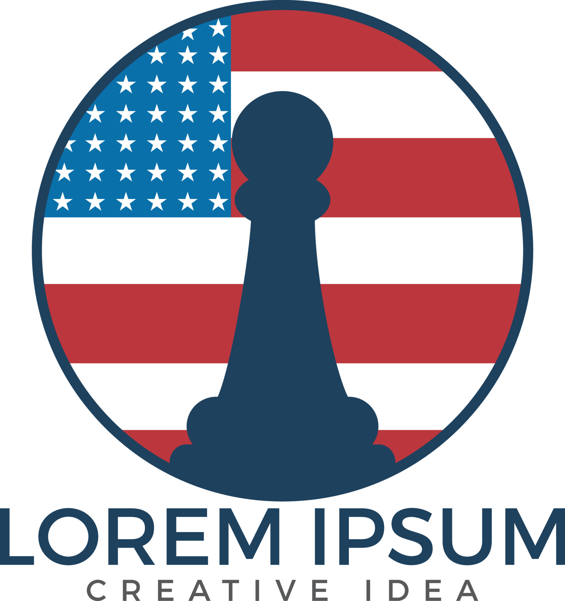 American chess logo for club or school. Sports and tournaments logo