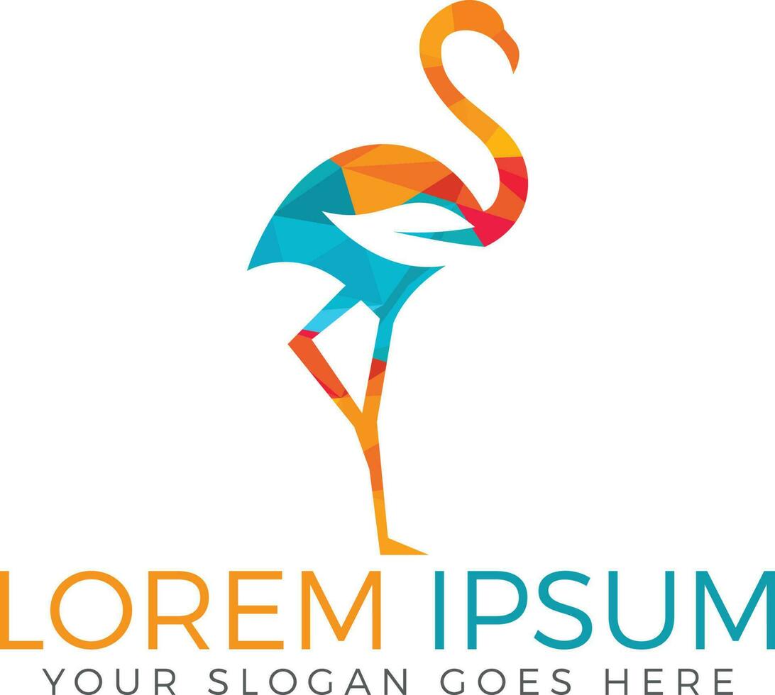 Flamingo with leaf sign logo design. vector