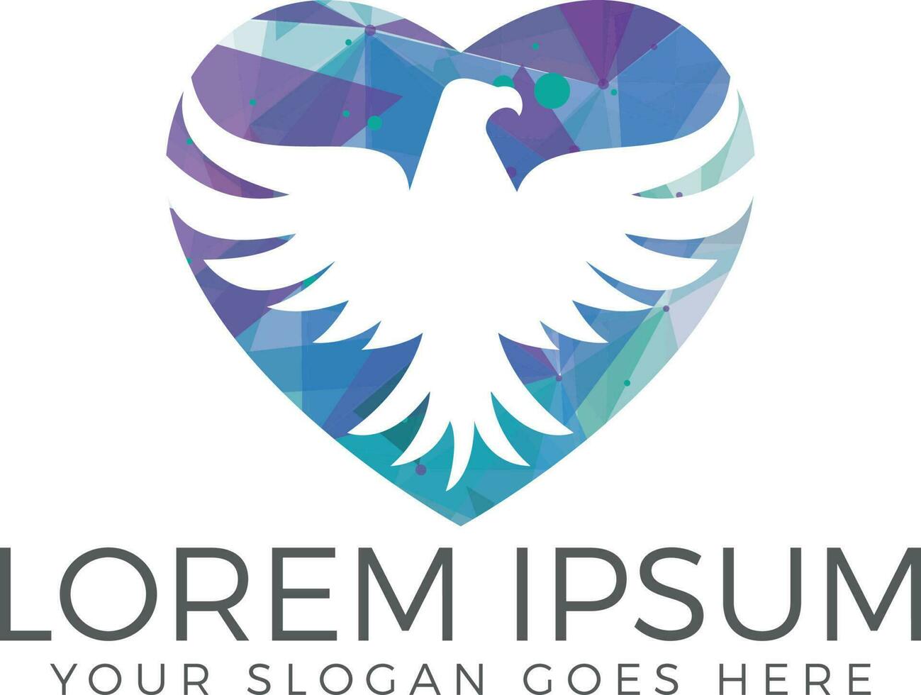 Eagle or Hawk Bird heart shape Logo abstract design vector template.