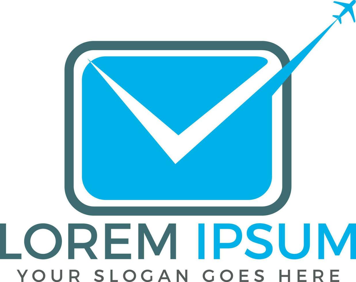 Fast mail with airplane sign logo design. vector