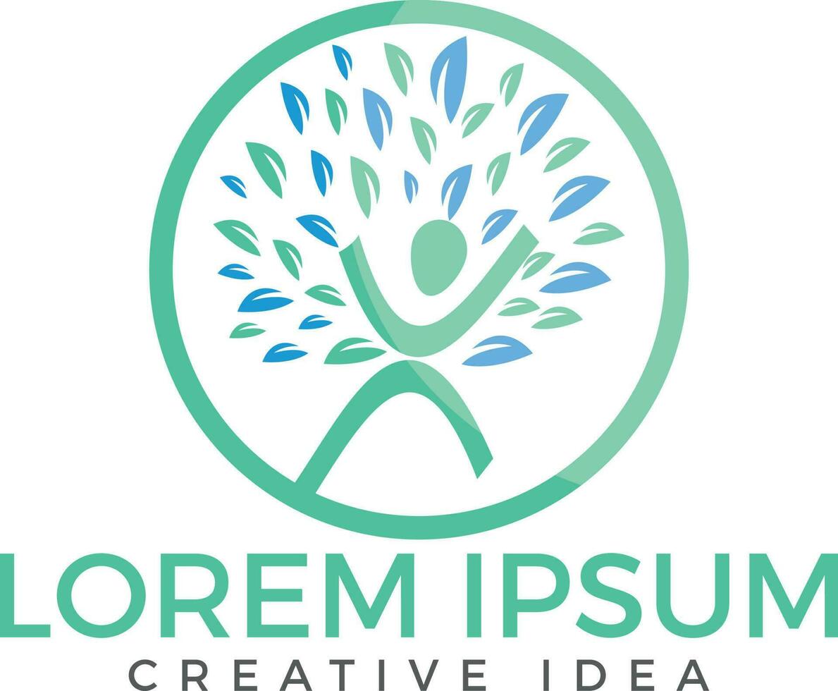 Human tree logo vector template. Healthy person tree eco and bio human character icon.