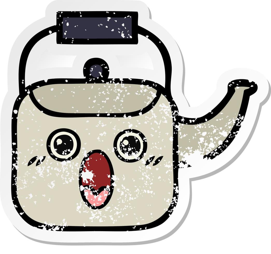 distressed sticker of a cute cartoon kettle 11625061 Vector Art at Vecteezy