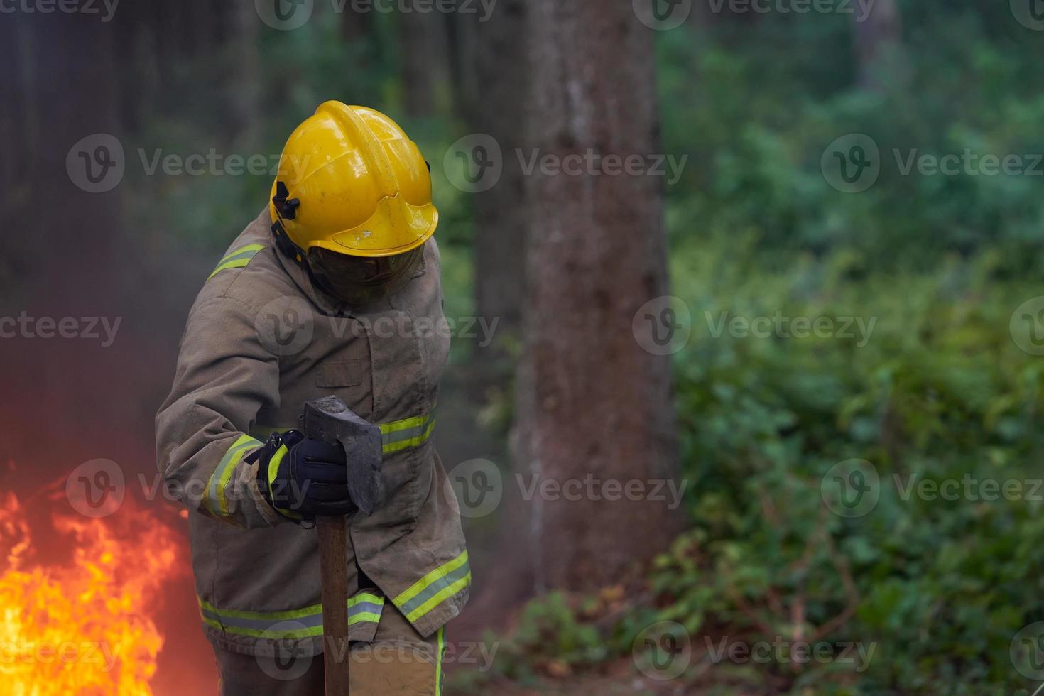 Firefighter in action photo