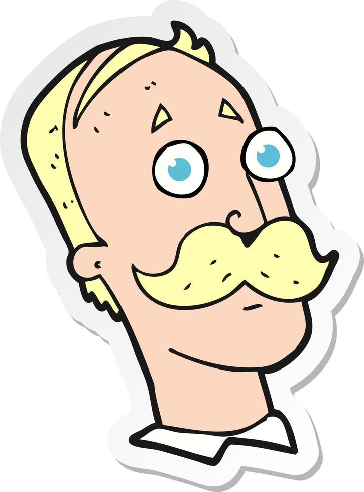 sticker of a cartoon man with mustache vector