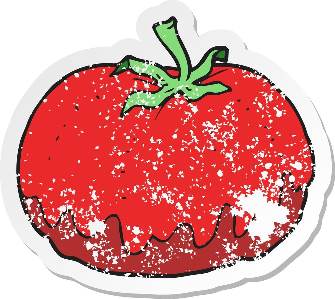 retro distressed sticker of a cartoon tomato vector