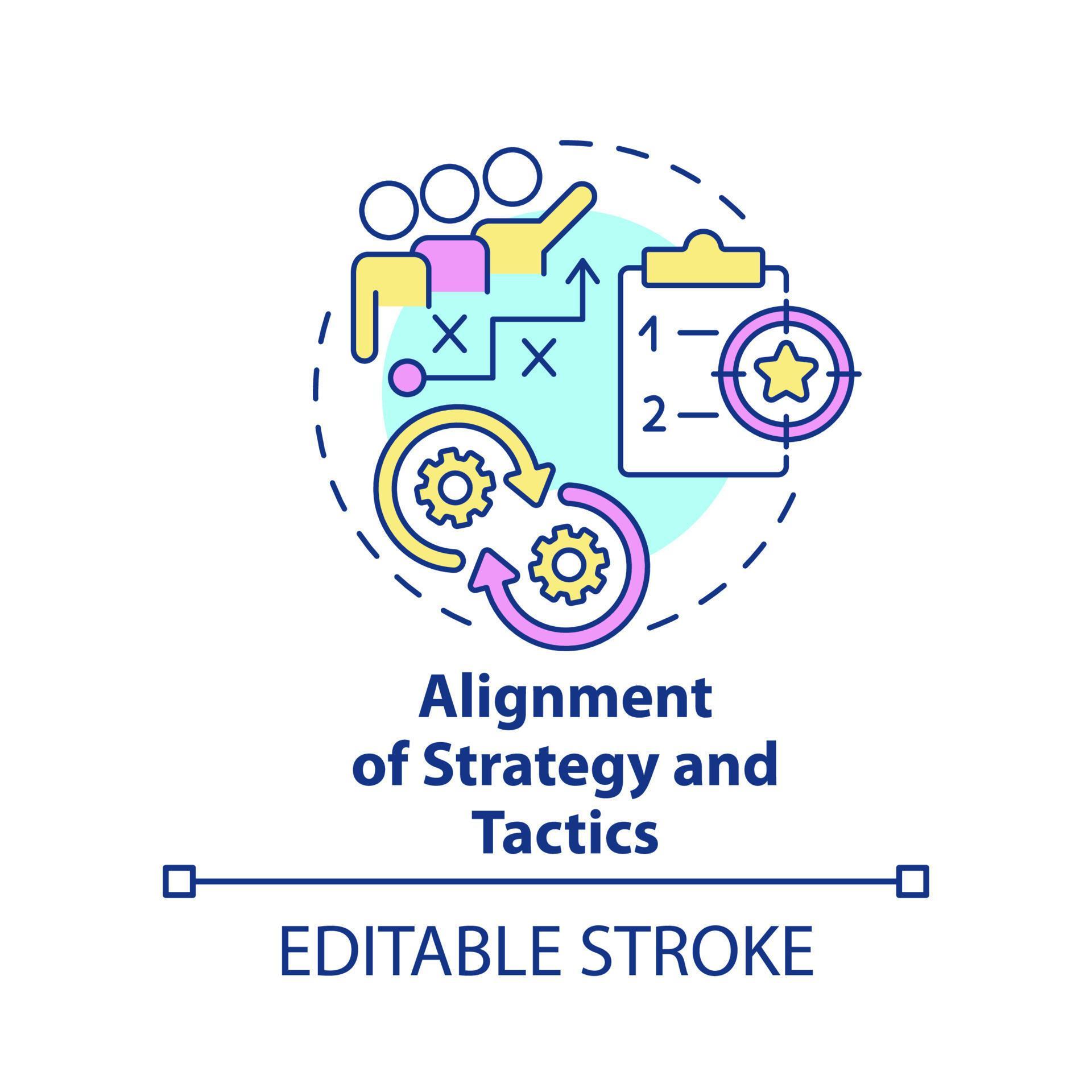 Alignment of strategy and tactics concept icon. Key element of business ...