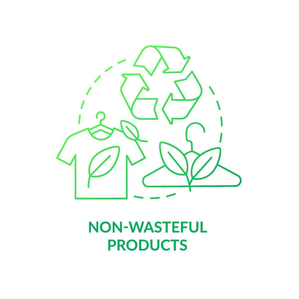 Non-wasteful products green gradient concept icon. Zero waste business key element abstract idea thin line illustration. Plastic-free. Isolated outline drawing. vector