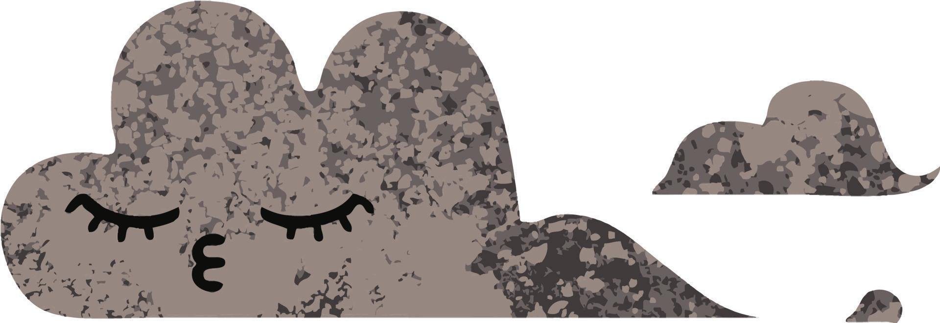 retro illustration style cartoon storm cloud vector