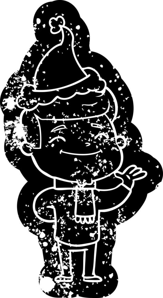 caricatura feliz icono angustiado de un hombre con sombrero de santa vector
