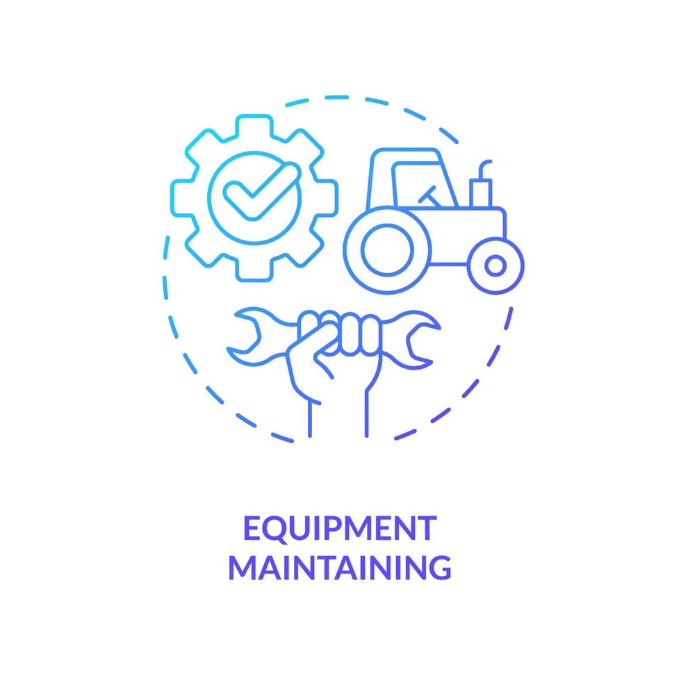 Equipment maintaining blue gradient concept icon. Transport and tools. Farm energy efficiency abstract idea thin line illustration. Isolated outline drawing. vector