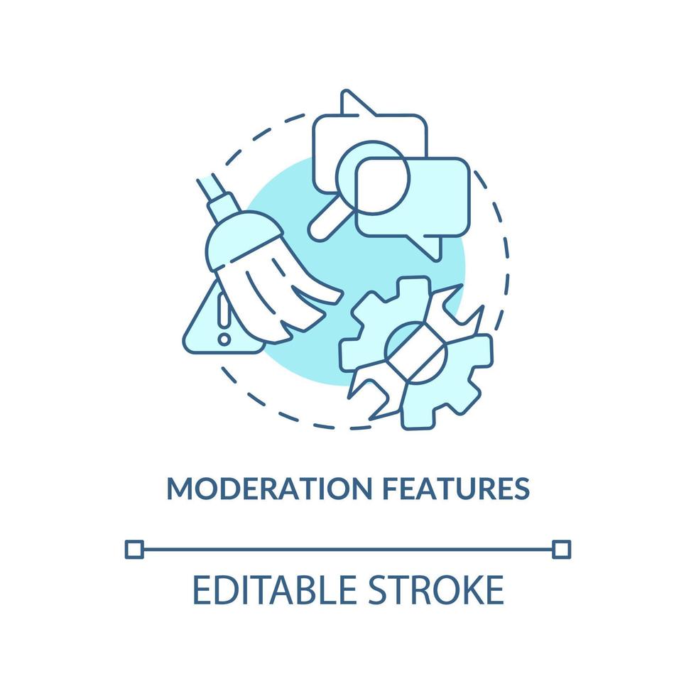 Moderation features turquoise concept icon. Commenting system attribute abstract idea thin line illustration. Isolated outline drawing. Editable stroke. vector
