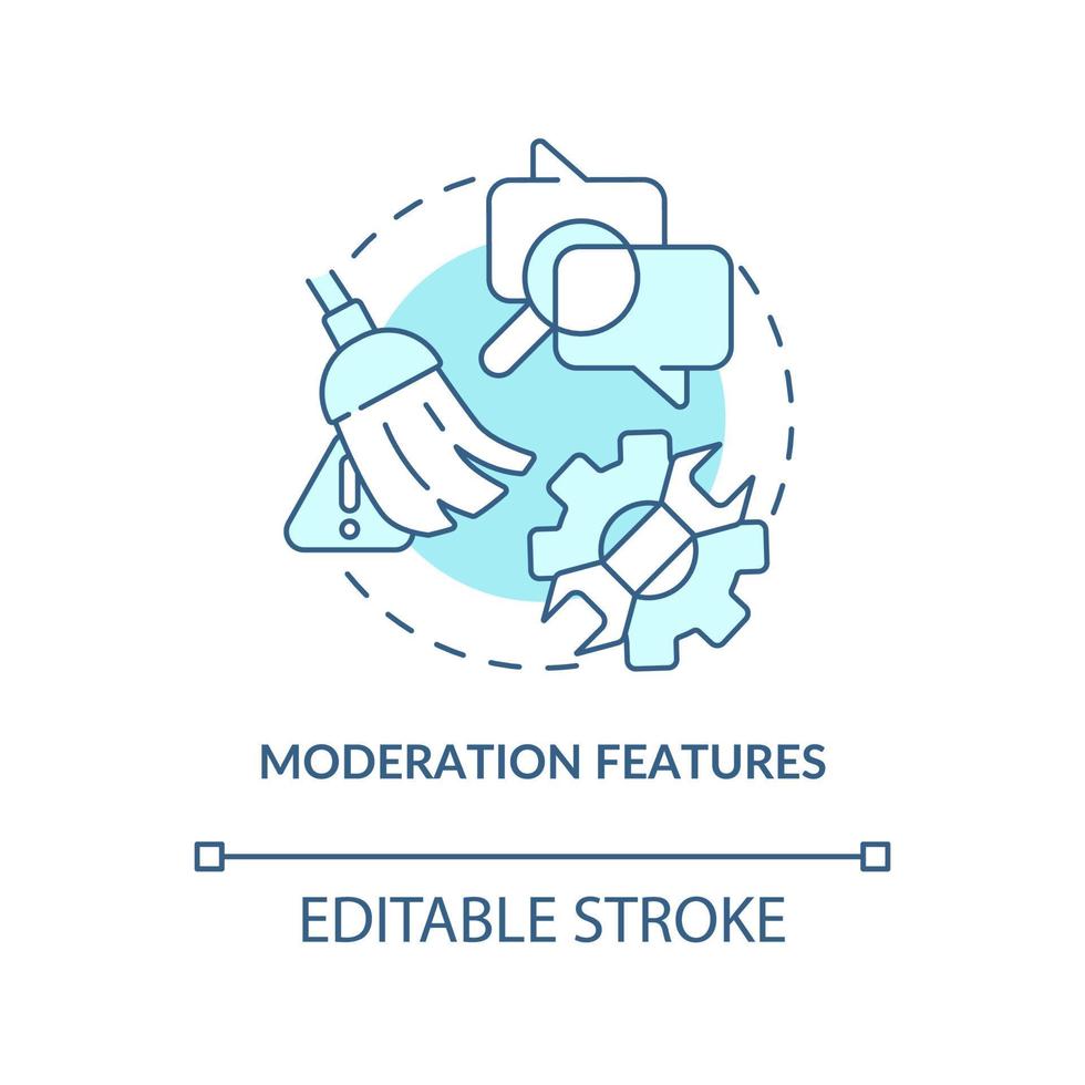la moderación presenta un icono de concepto turquesa. sistema de comentarios atributo idea abstracta ilustración de línea delgada. dibujo de contorno aislado. trazo editable. vector