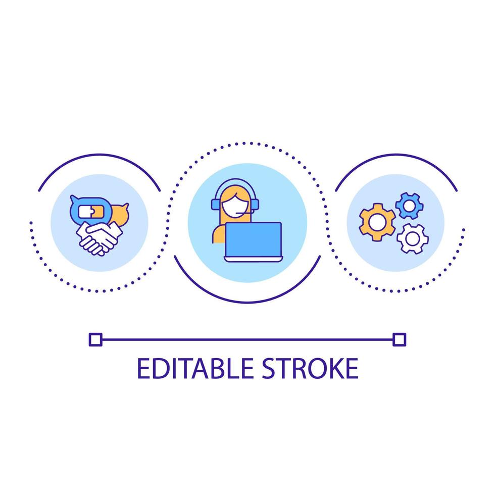 Business consulting loop concept icon. Support service. Call center. Communication technology abstract idea thin line illustration. Isolated outline drawing. Editable stroke. vector